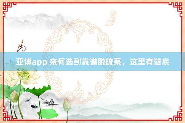 亚博app 奈何选到靠谱脱硫泵，这里有谜底