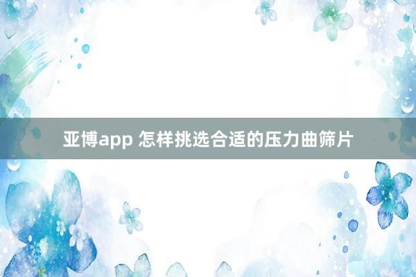 亚博app 怎样挑选合适的压力曲筛片