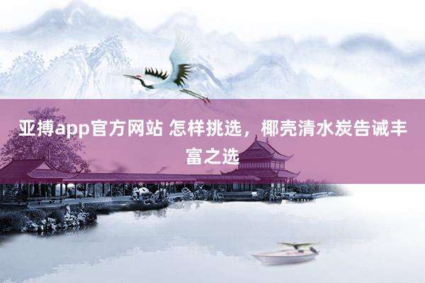 亚搏app官方网站 怎样挑选，椰壳清水炭告诫丰富之选