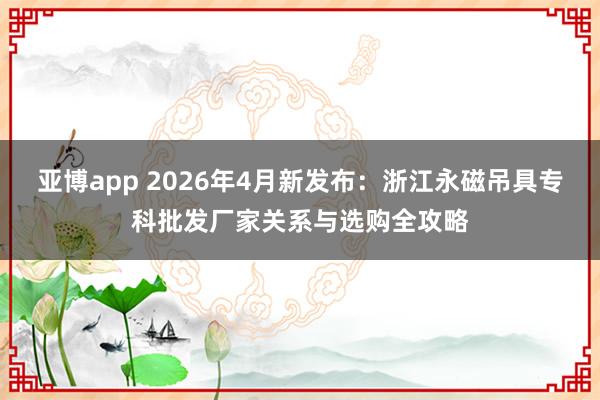 亚博app 2026年4月新发布：浙江永磁吊具专科批发厂家关系与选购全攻略