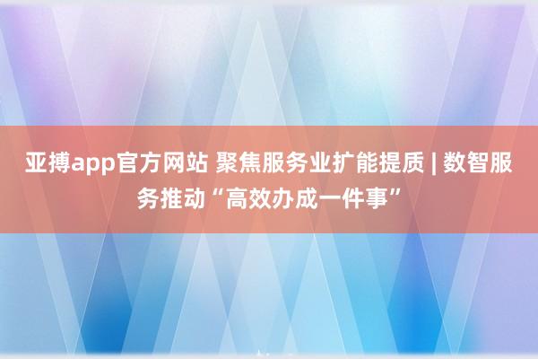 亚搏app官方网站 聚焦服务业扩能提质 | 数智服务推动“高效办成一件事”