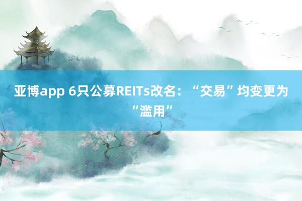 亚博app 6只公募REITs改名：“交易”均变更为“滥用”