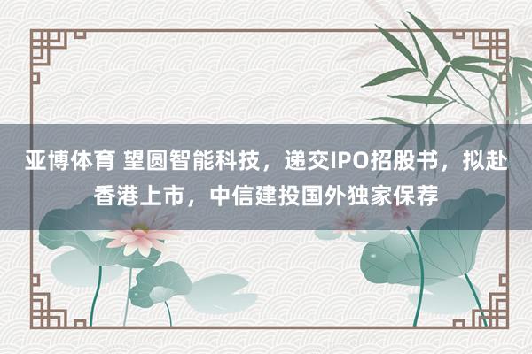 亚博体育 望圆智能科技，递交IPO招股书，拟赴香港上市，中信建投国外独家保荐