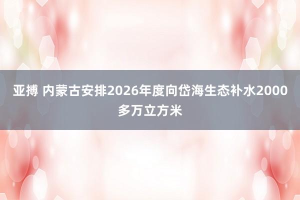 亚搏 内蒙古安排2026年度向岱海生态补水2000多万立方米