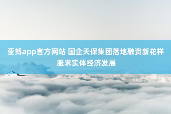 亚搏app官方网站 国企天保集团落地融资新花样 服求实体经济发展
